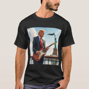 Camiseta Trump Tocando Violão Elétrico na Estátua da Liberd