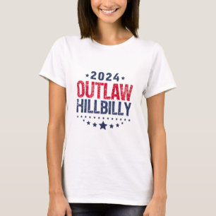 Camiseta Trump Vance 2024 Fora da Lei Hillbilly Bandeira do