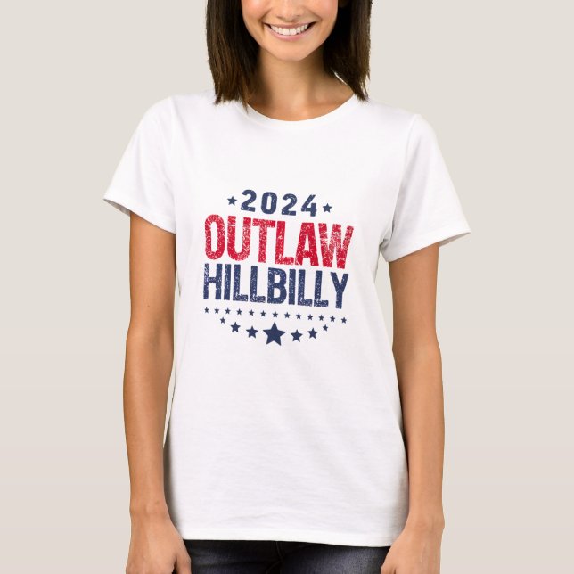 Camiseta Trump Vance 2024 Outlaw Hillbilly US Flag (Frente)