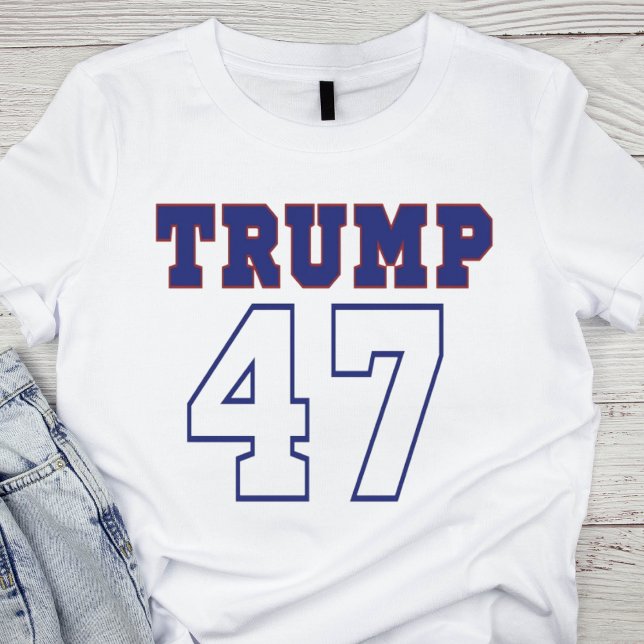 Camiseta Trump Vermelho e Azul Negrito 47 (Criador carregado)