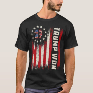 Camiseta Trump Won 2024 45 47th Presidente Usa Flag