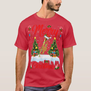 Camiseta Trumpet Music Lover Xmas Lighting Santa Trumpet Ch