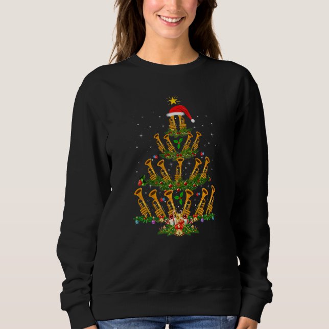 Camiseta Trumpet Music   Xmas Lights Trumpet Christmas Tree (Frente)