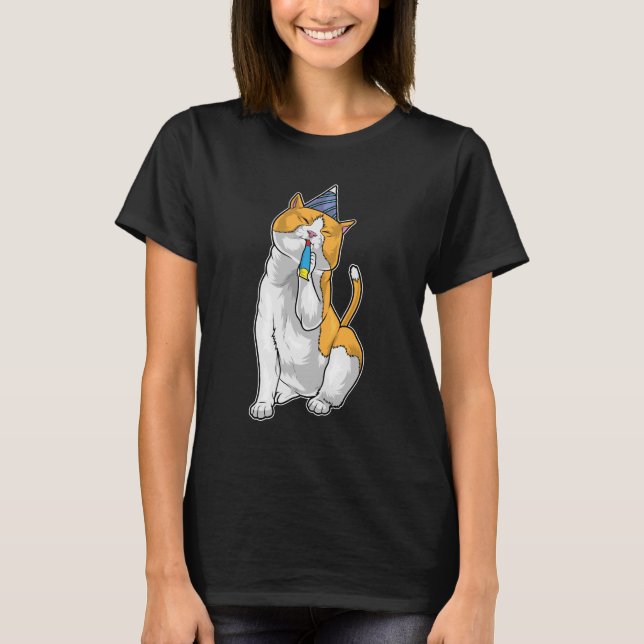 Camiseta Trumpete de Aniversário de Cat (Frente)