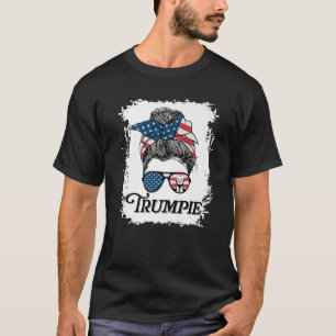Camiseta Trumpie Anti Biden Rally Veste Messy Bun Hair Amer