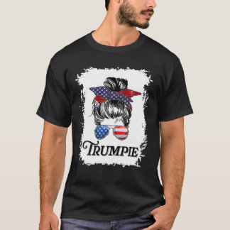 Camiseta Trumpie Anti Biden Rally Veste Messy Bun Hair Amer