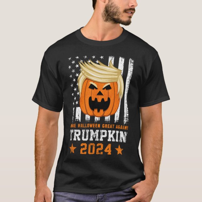 Camiseta Trumpkin 2024 Usa Torna O Excelente De Halloween N (Frente)