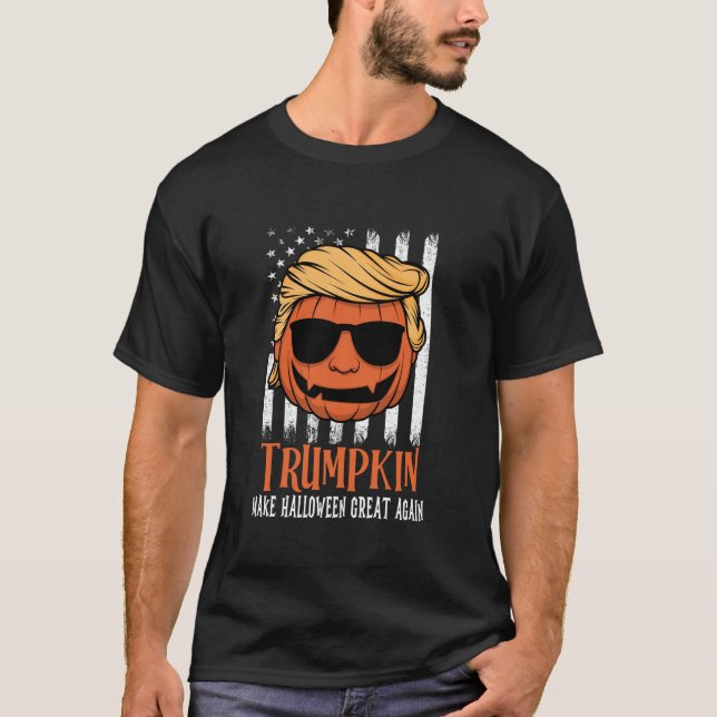 Camiseta Trumpkin Faz Excelente De Halloween De Novo Custo  (Frente)