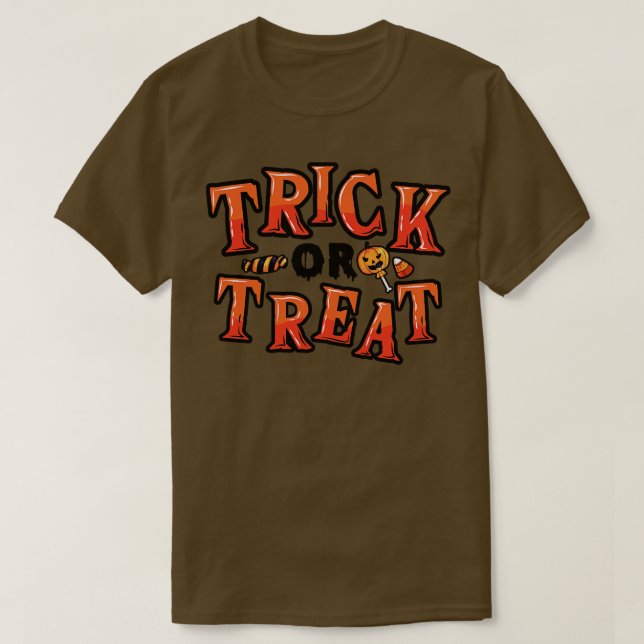 Camiseta Truque Bonito Ou Tratar Doces De Halloween (Frente do Design)