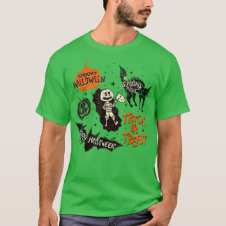 Camiseta Truque De Abóbora De Gato Preto Ou Cuida Engraçada