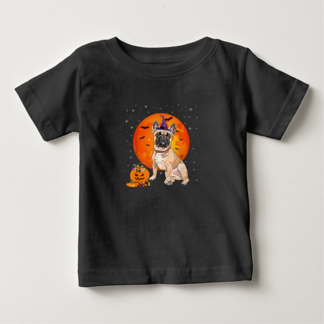 Camiseta Truque De Bulgue Francês Halloween Ou Tratar Abóbo (Frente)