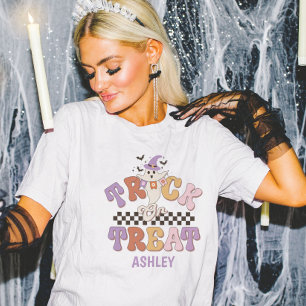 Camiseta Truque de Cuta Fantasma Personalizado ou Tratar Ha