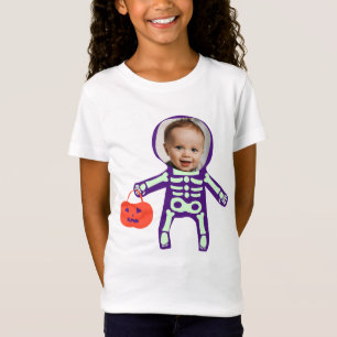 Camiseta Truque de foto personalizado ou trate o esqueleto