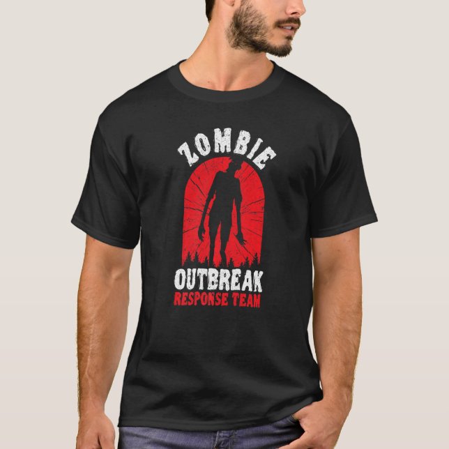 Camiseta Truque De Halloween Da Equipe De Resposta De Surto (Frente)