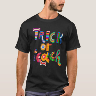 Camiseta Truque De Halloween Ou Ensino De Ensino Figurino D