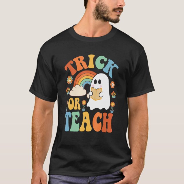 Camiseta Truque de Halloween ou guincho retrorreflector (Frente)