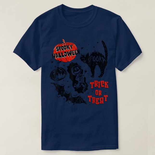 Camiseta Truque De Halloween Ou Tratar Esqueleto De Abóbora (Frente do Design)