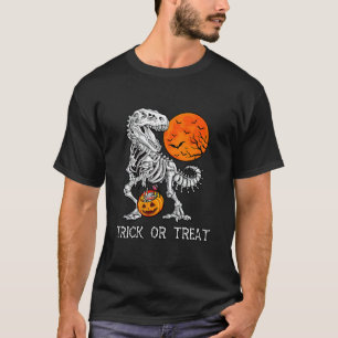 Camiseta Truque De Halloween Ou Tratar O Esqueleto Do Dinos