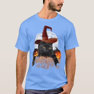 Camiseta Truque de Mau de Abóbora Preta de Bruxa Feliz de H