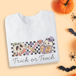 Camiseta Truque do Livro de Ensino de Halloween Professora 