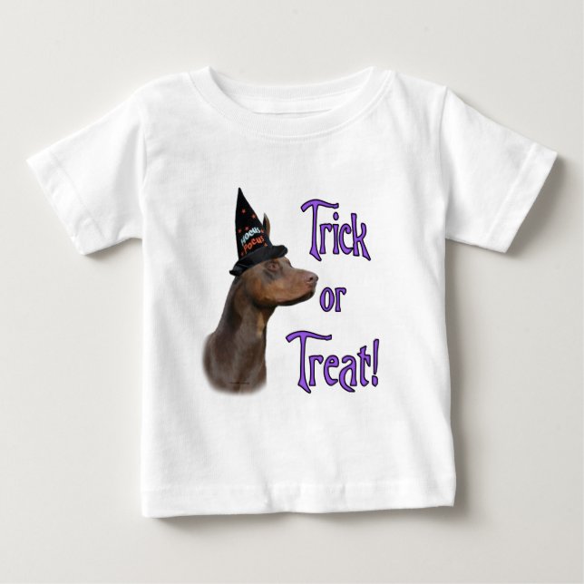 Camiseta Truque Doberman Pinscher (vermelho) (Frente)