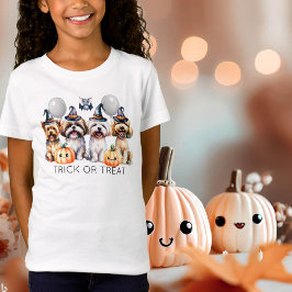 Camiseta Truque em Cute ou Tratar Cães de Halloween
