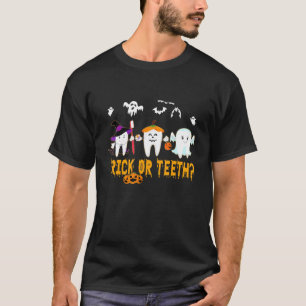 Camiseta Truque Engraçado Ou Dentista Dentista De Halloween