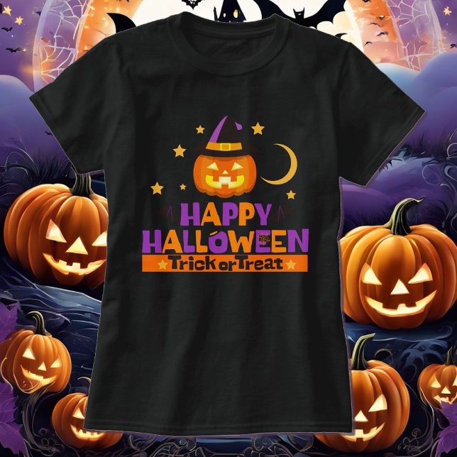 Camiseta Truque Feliz de Halloween ou Tratar Abóbora Sorrid (Criador carregado)