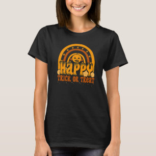 Camiseta Truque Feliz Do Arco-Íris De Halloween Ou Tratar C
