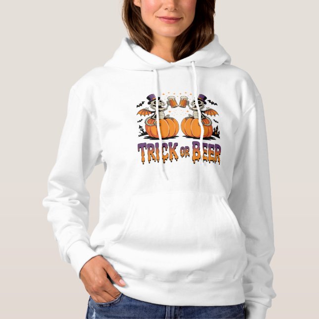Camiseta Truque ou Beer Skeleton Dragons em Pumpkins (Frente)