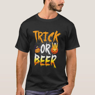 Camiseta Truque Ou Cerveja De Halloween Ou Tratar Halloween