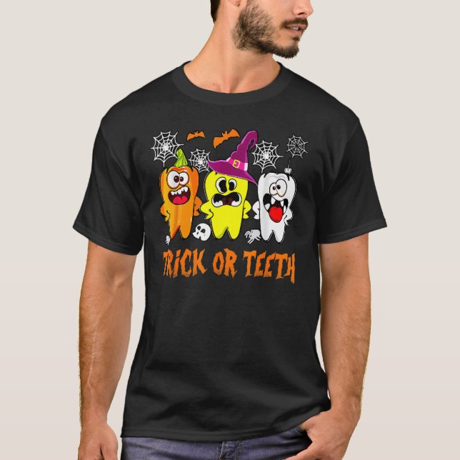 Camiseta Truque Ou Dente Denstista Halloween Dental S (Frente)
