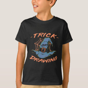 Camiseta Truque Ou Desenho Artesanal De Halloween Bruxa Ass