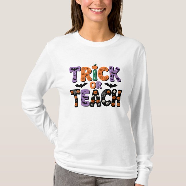 Camiseta Truque ou Ensine Halloween (Frente)