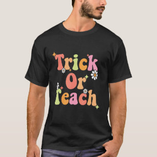 Camiseta Truque Ou Ensino De Ensino Da Vintagem De Hallowee