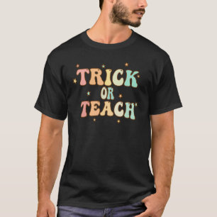 Camiseta Truque Ou Ensino Do Ensino Da Vintagem