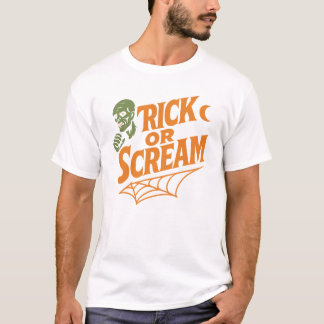 Camiseta Truque ou Gritar - Arte retrô Zombie Halloween