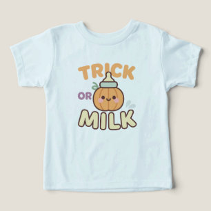 Camiseta Truque ou Leite Design de abóbora de bebê
