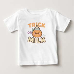 Camiseta Truque ou Leite Design de abóbora de bebê