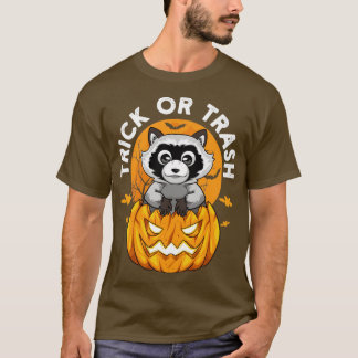 Camiseta Truque Ou Lixo Engraçados De Raccoon Ou De Hallow