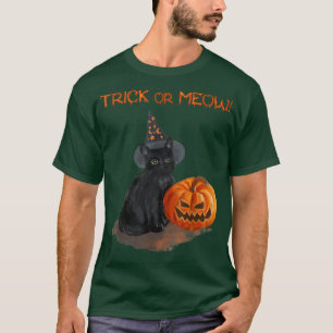 Camiseta Truque Ou Miow Black Cat Jack O Lanterna Cute Kitt