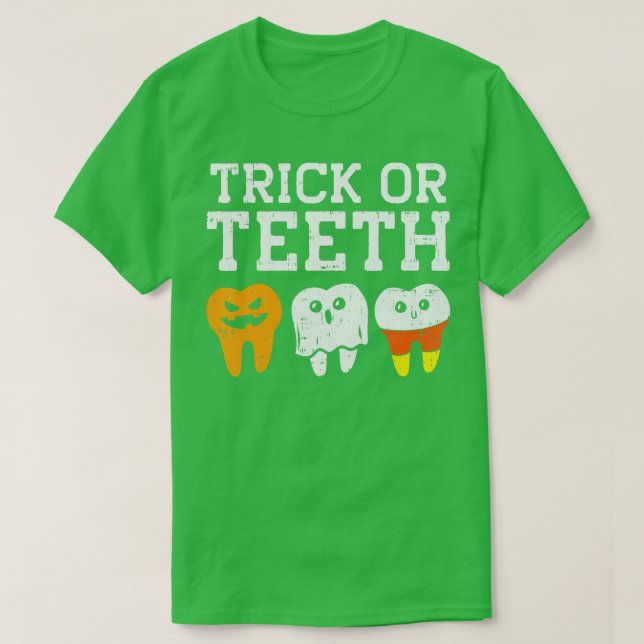 Camiseta Truque Ou o Engraçado Dentista G do Tratado de Hal (Frente do Design)
