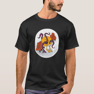 Camiseta Truque Ou Rosa De Treino De Halloween De Caveira F