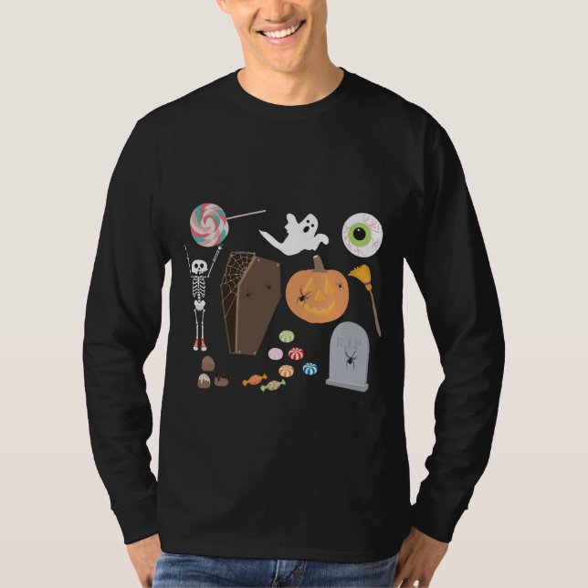 Camiseta Truque ou tratamento de Dia das Bruxas (Frente)