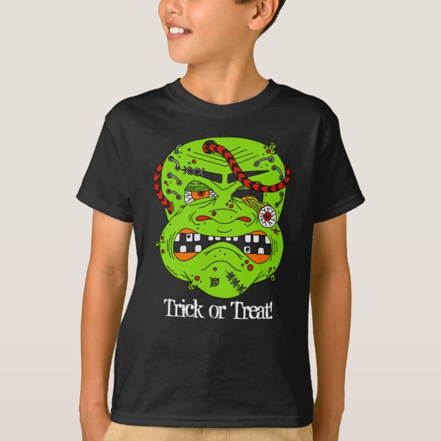 Camiseta Truque ou tratamento de rosto monstro do Zombie do (Frente)