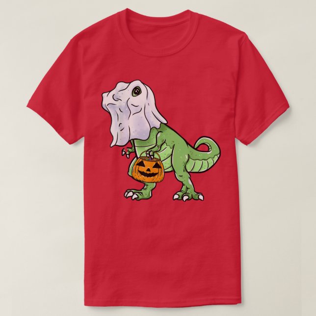 Camiseta Truque ou Tratamento do Fantasma do Dinossauro do  (Frente do Design)