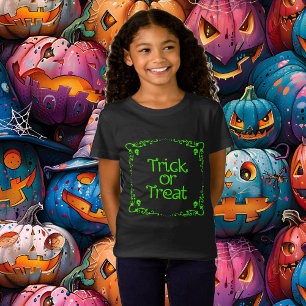 Camiseta Truque ou tratamento verde de lodo halloween