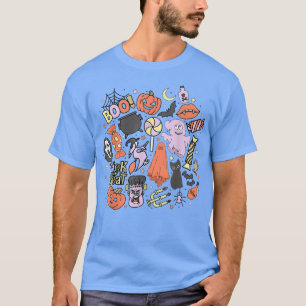 Camiseta Truque ou Tratar Bruxaria 60s 70s Halloween Hippie