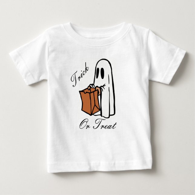 Camiseta Truque Ou Tratar Fantasma De Halloween (Frente)