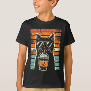 Camiseta Truque Ou Tratar Hipster De Gato Negro Dia de as B